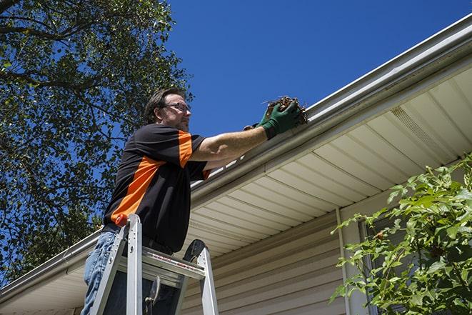 a technician installing new gutter guards for protection in Boston MA